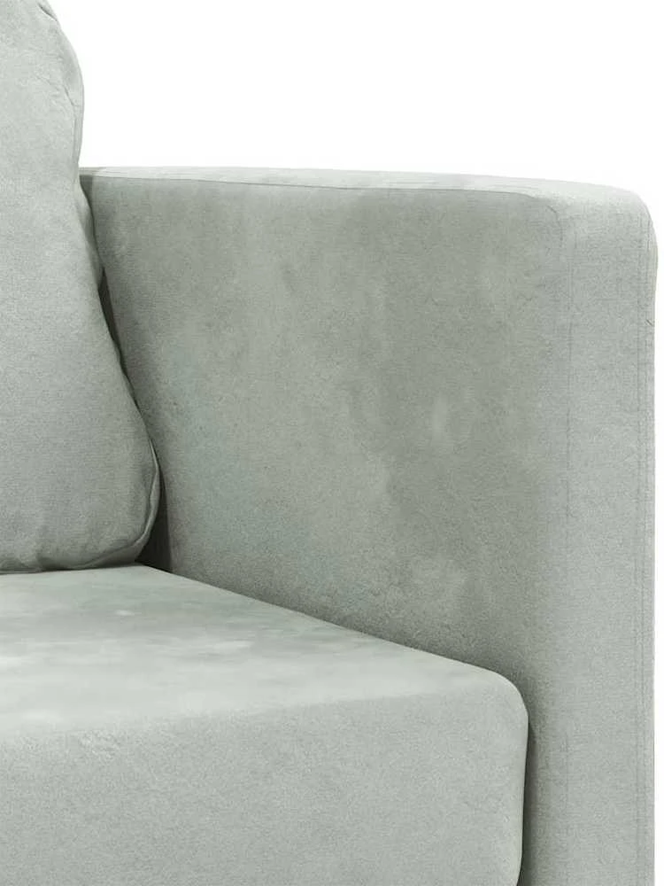 Grindų sofa-lova, 2-1, šviesiai pilka, 122x204x55cm, aksomas