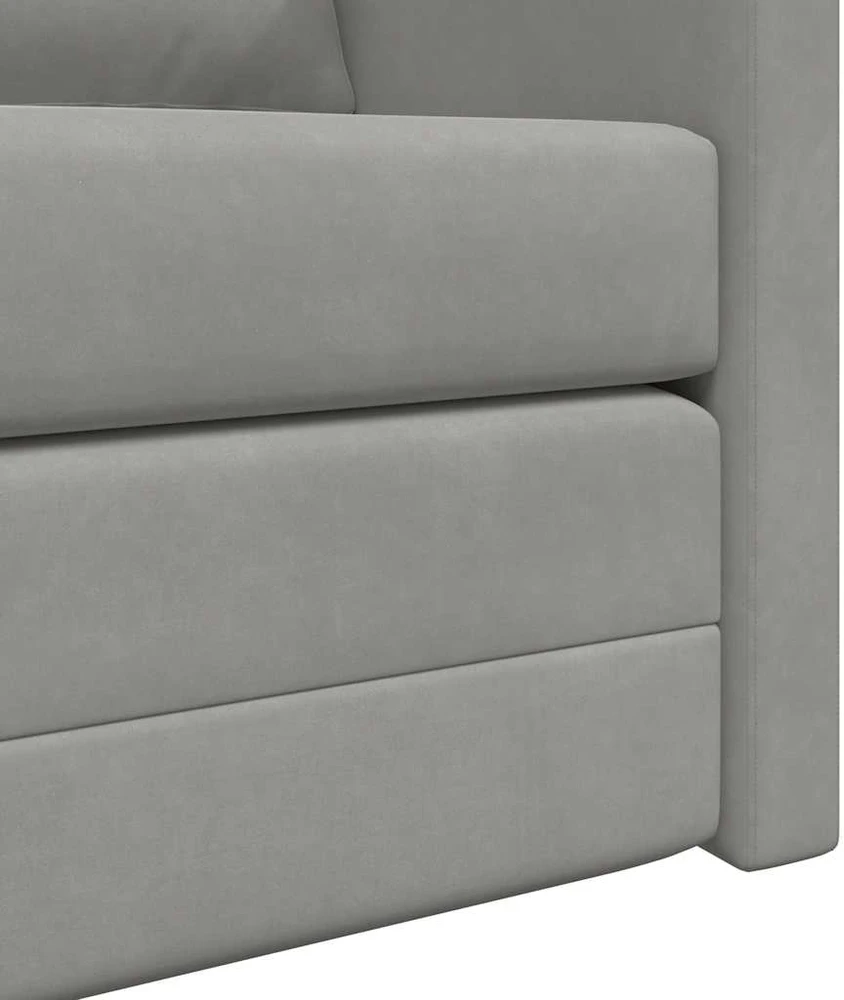 Grindų sofa-lova, 2-1, šviesiai pilka, 122x204x55cm, aksomas