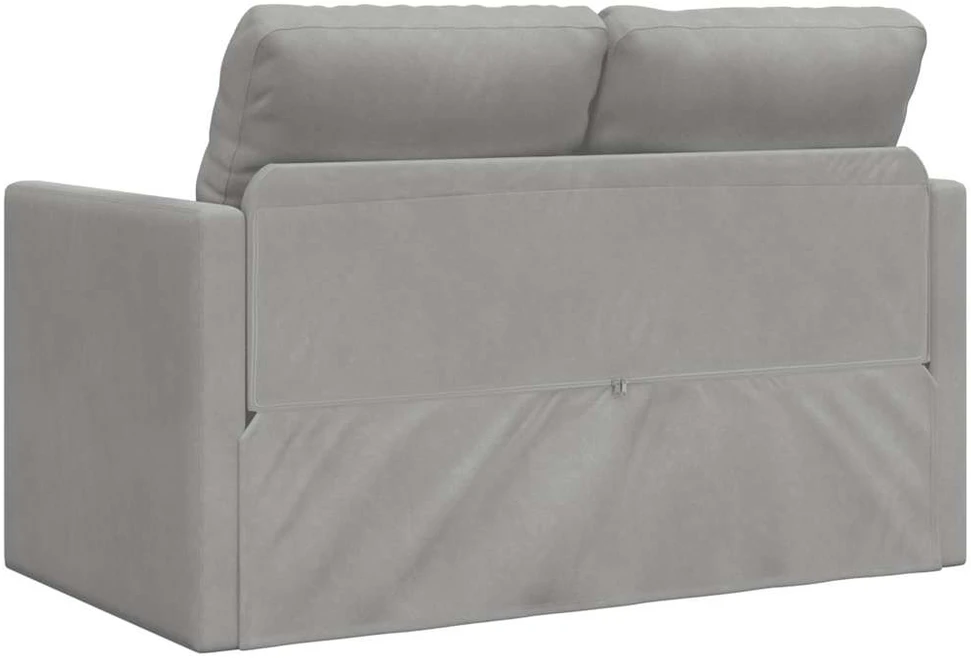 Grindų sofa-lova, 2-1, šviesiai pilka, 122x204x55cm, aksomas