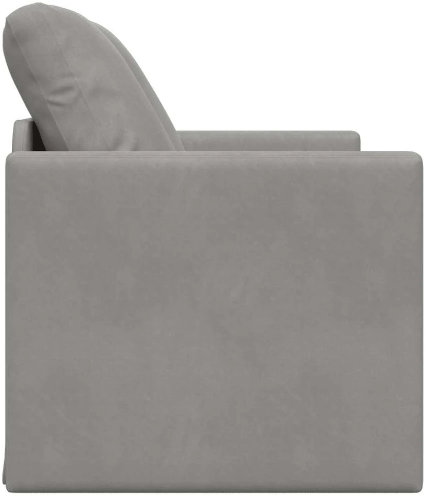 Grindų sofa-lova, 2-1, šviesiai pilka, 122x204x55cm, aksomas