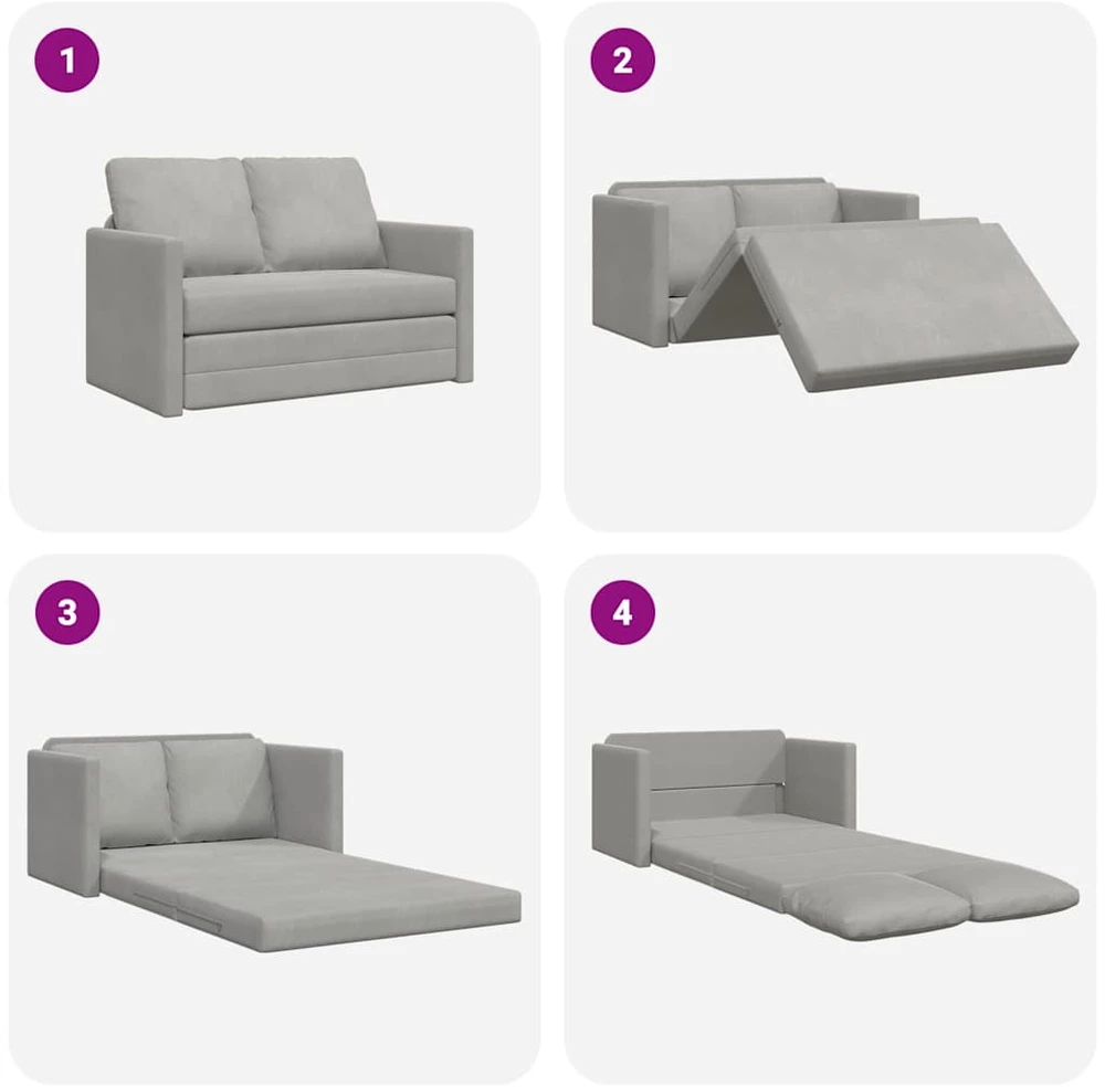 Grindų sofa-lova, 2-1, šviesiai pilka, 122x204x55cm, aksomas