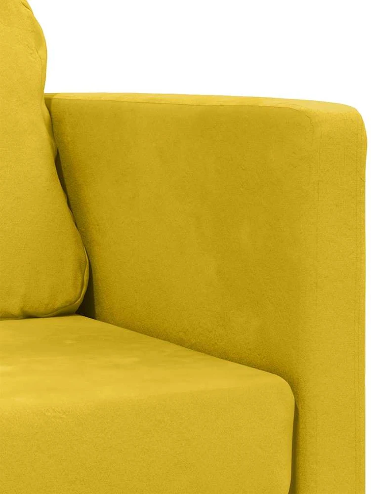 Grindų sofa-lova, 2-1, tamsiai geltona, 122x204x55cm, aksomas