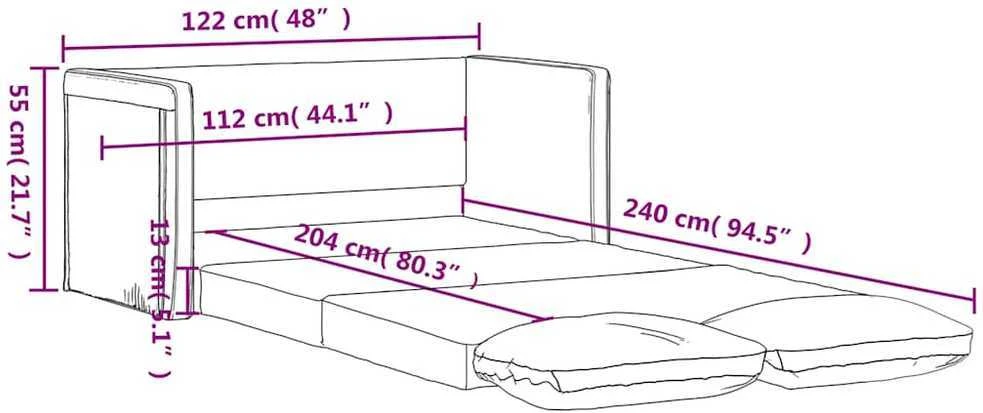 Grindų sofa-lova, 2-1, tamsiai geltona, 122x204x55cm, aksomas