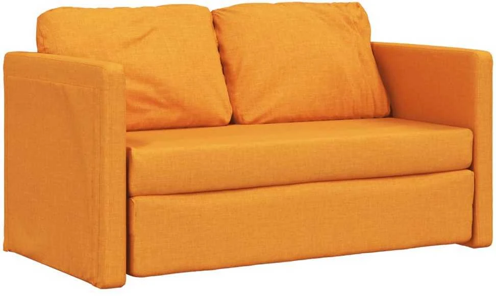 Grindų sofa-lova, 2-1, tamsiai geltona, 112x174x55cm, audinys