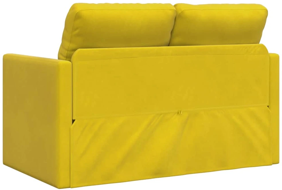 Grindų sofa-lova, 2-1, tamsiai geltona, 122x204x55cm, aksomas
