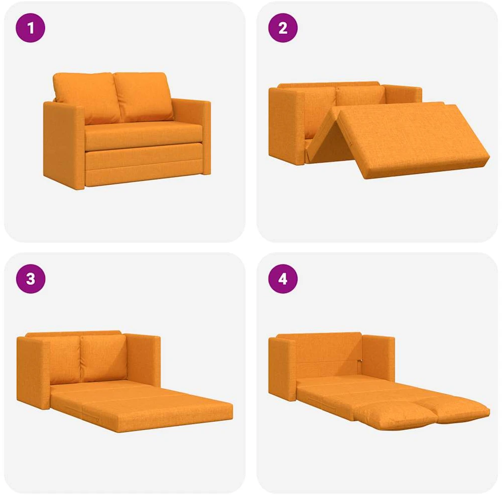 Grindų sofa-lova, 2-1, tamsiai geltona, 112x174x55cm, audinys