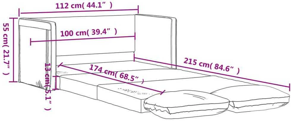 Grindų sofa-lova, 2-1, tamsiai geltona, 112x174x55cm, audinys