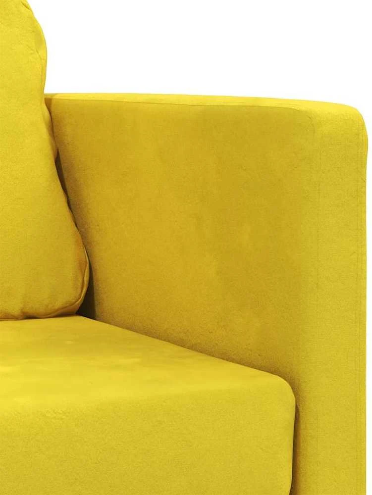 Grindų sofa-lova, 2-1, tamsiai geltona, 122x204x55cm, aksomas