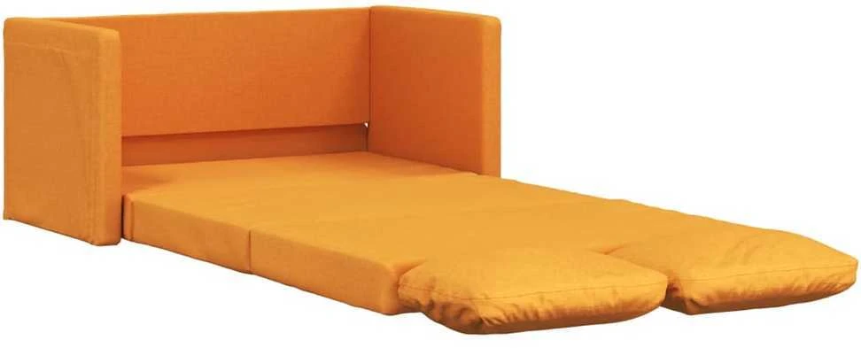 Grindų sofa-lova, 2-1, tamsiai geltona, 112x174x55cm, audinys