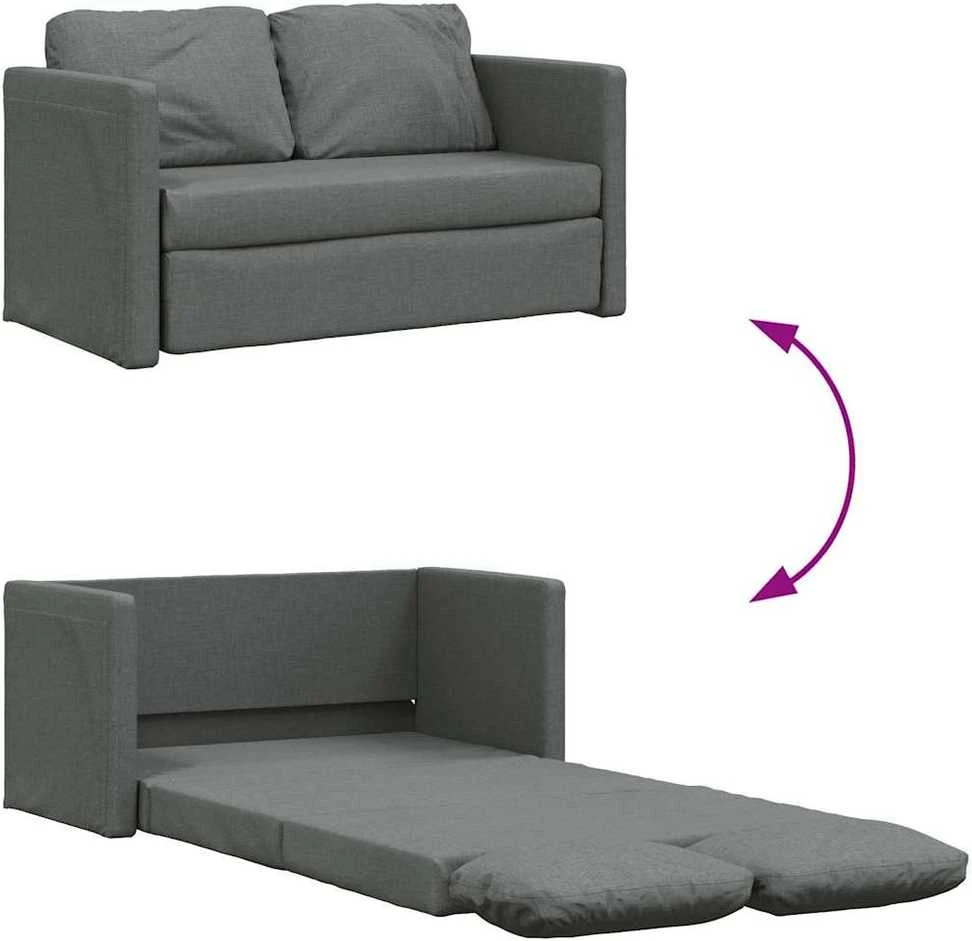 Grindų sofa-lova, 2-1, tamsiai pilka, 112x174x55cm, audinys