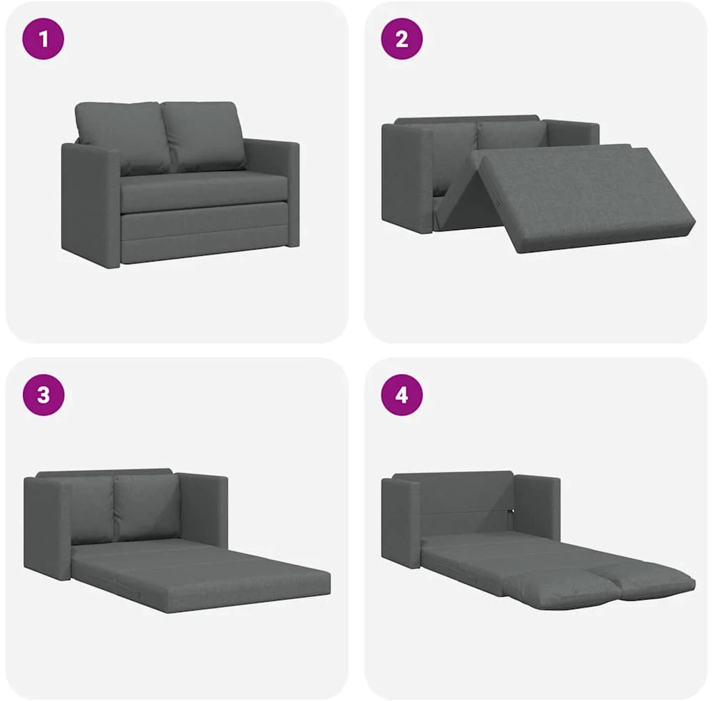 Grindų sofa-lova, 2-1, tamsiai pilka, 112x174x55cm, audinys