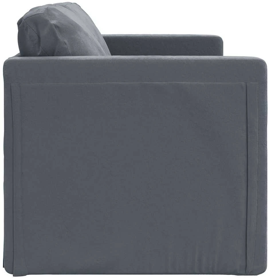 Grindų sofa-lova, 2-1, tamsiai pilka, 122x204x55cm, aksomas