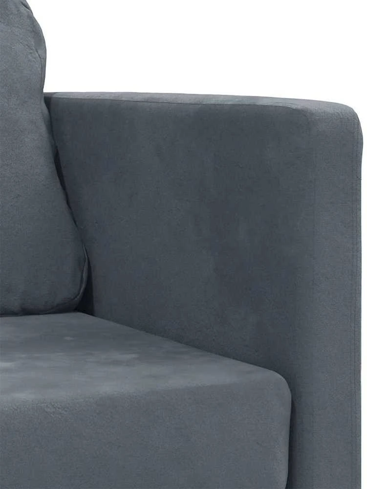 Grindų sofa-lova, 2-1, tamsiai pilka, 122x204x55cm, aksomas