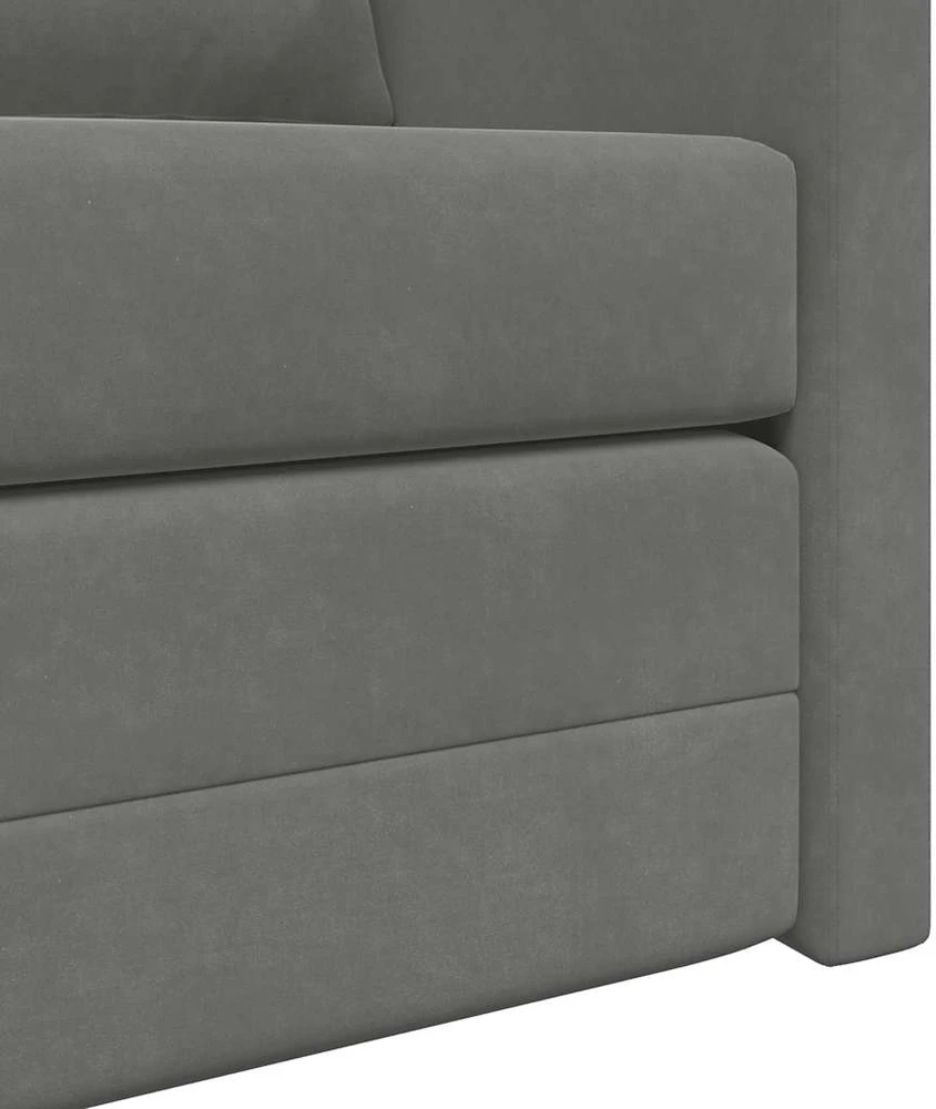 Grindų sofa-lova, 2-1, tamsiai pilka, 122x204x55cm, aksomas