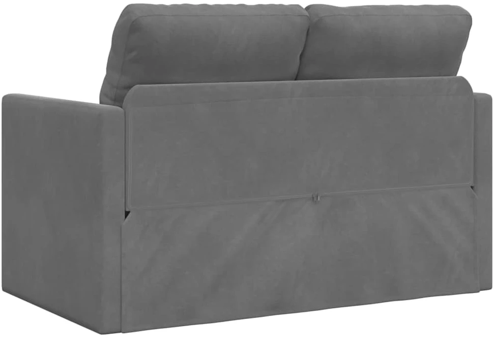 Grindų sofa-lova, 2-1, tamsiai pilka, 122x204x55cm, aksomas