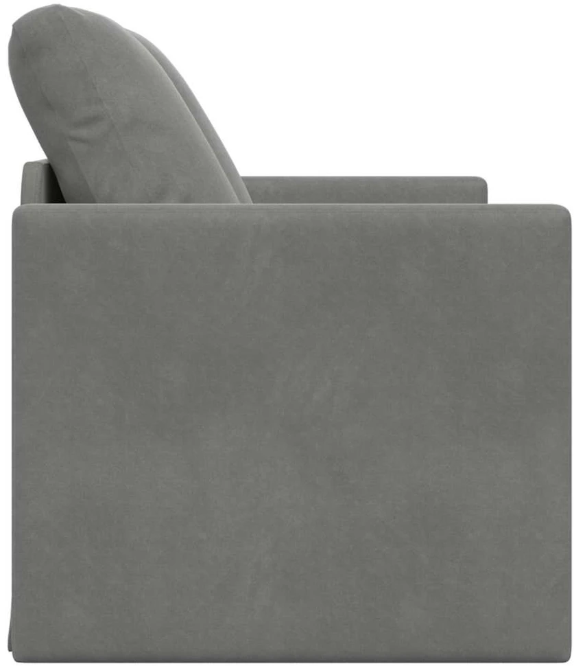 Grindų sofa-lova, 2-1, tamsiai pilka, 122x204x55cm, aksomas