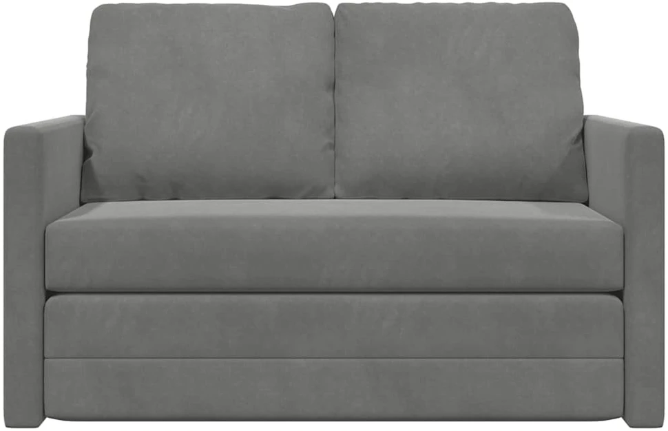 Grindų sofa-lova, 2-1, tamsiai pilka, 122x204x55cm, aksomas