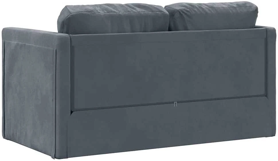 Grindų sofa-lova, 2-1, tamsiai pilka, 122x204x55cm, aksomas
