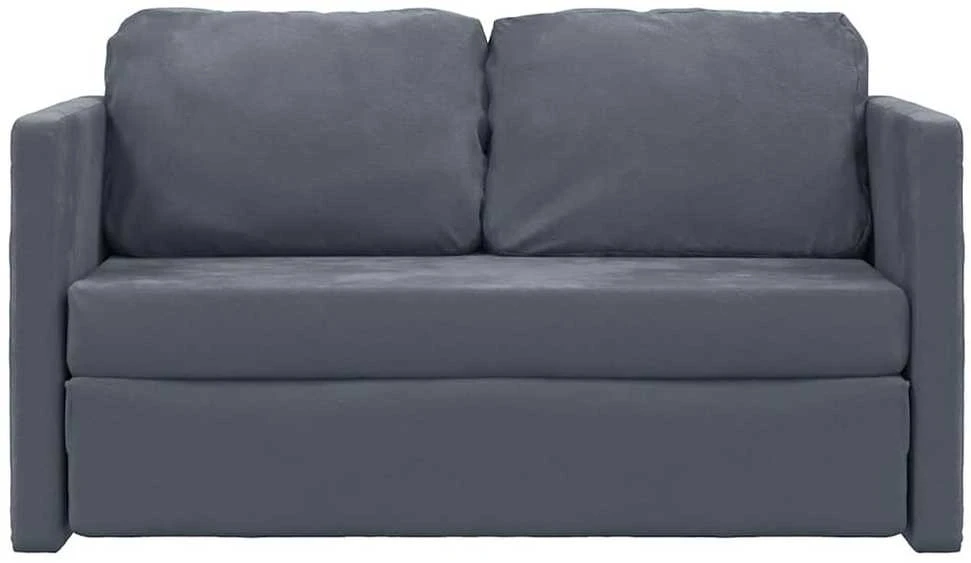 Grindų sofa-lova, 2-1, tamsiai pilka, 122x204x55cm, aksomas