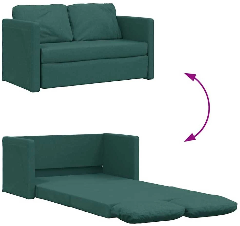 Grindų sofa-lova, 2-1, tamsiai žalia, 112x174x55cm, audinys