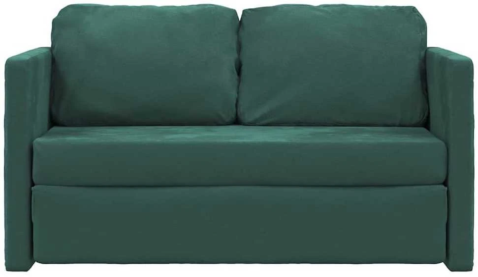 Grindų sofa-lova, 2-1, tamsiai žalia, 122x204x55cm, aksomas