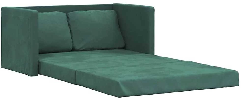 Grindų sofa-lova, 2-1, tamsiai žalia, 122x204x55cm, aksomas