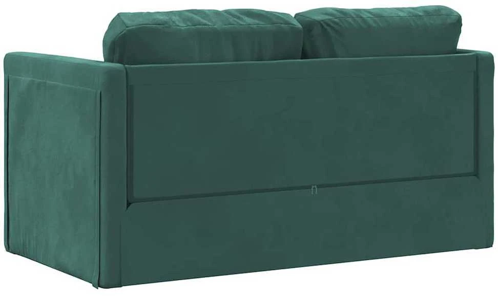 Grindų sofa-lova, 2-1, tamsiai žalia, 122x204x55cm, aksomas