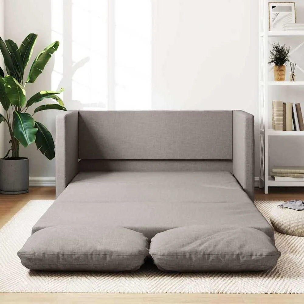 Grindų sofa-lova, 2-1, taupe spalvos, 112x174x55cm, audinys