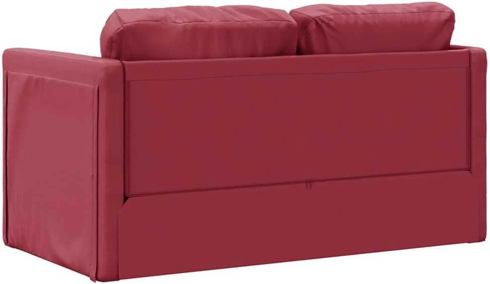 Grindų sofa-lova, 2-1, vyno, 112x174x55cm, dirbtinė oda