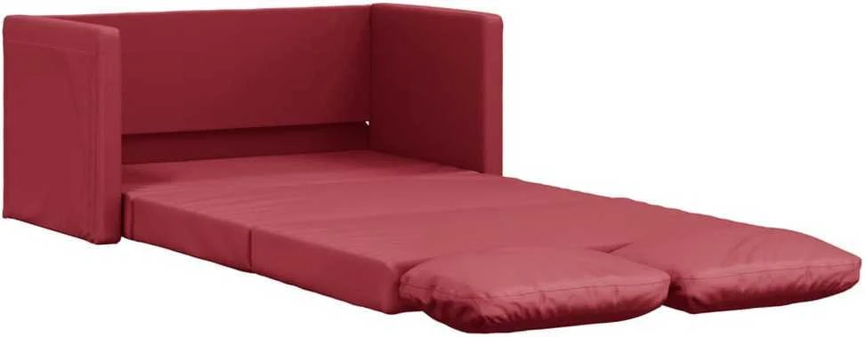 Grindų sofa-lova, 2-1, vyno, 112x174x55cm, dirbtinė oda