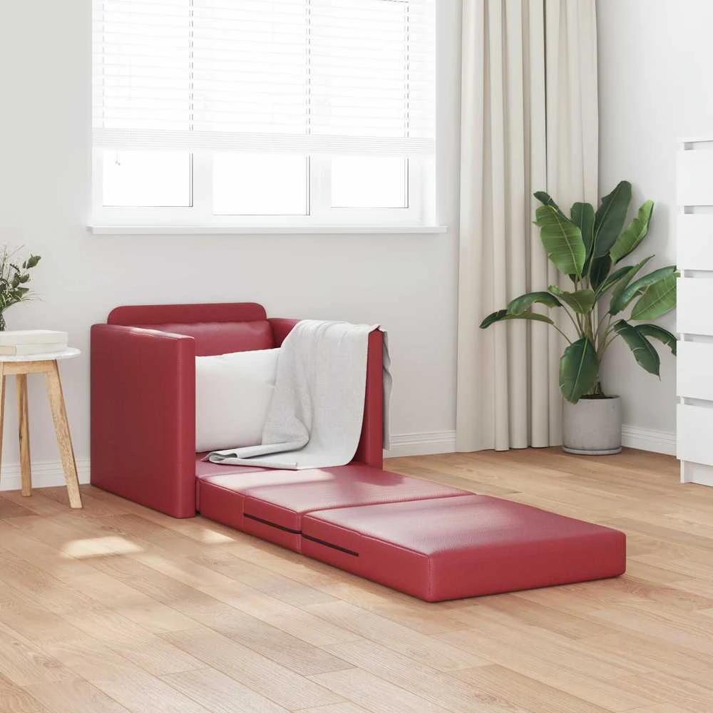 Sofa lova 60cm Vyno raudona Dirbtinė Oda