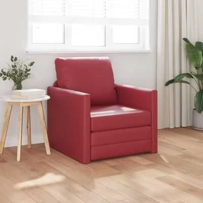 Sofa lova 60cm Vyno raudona Dirbtinė Oda