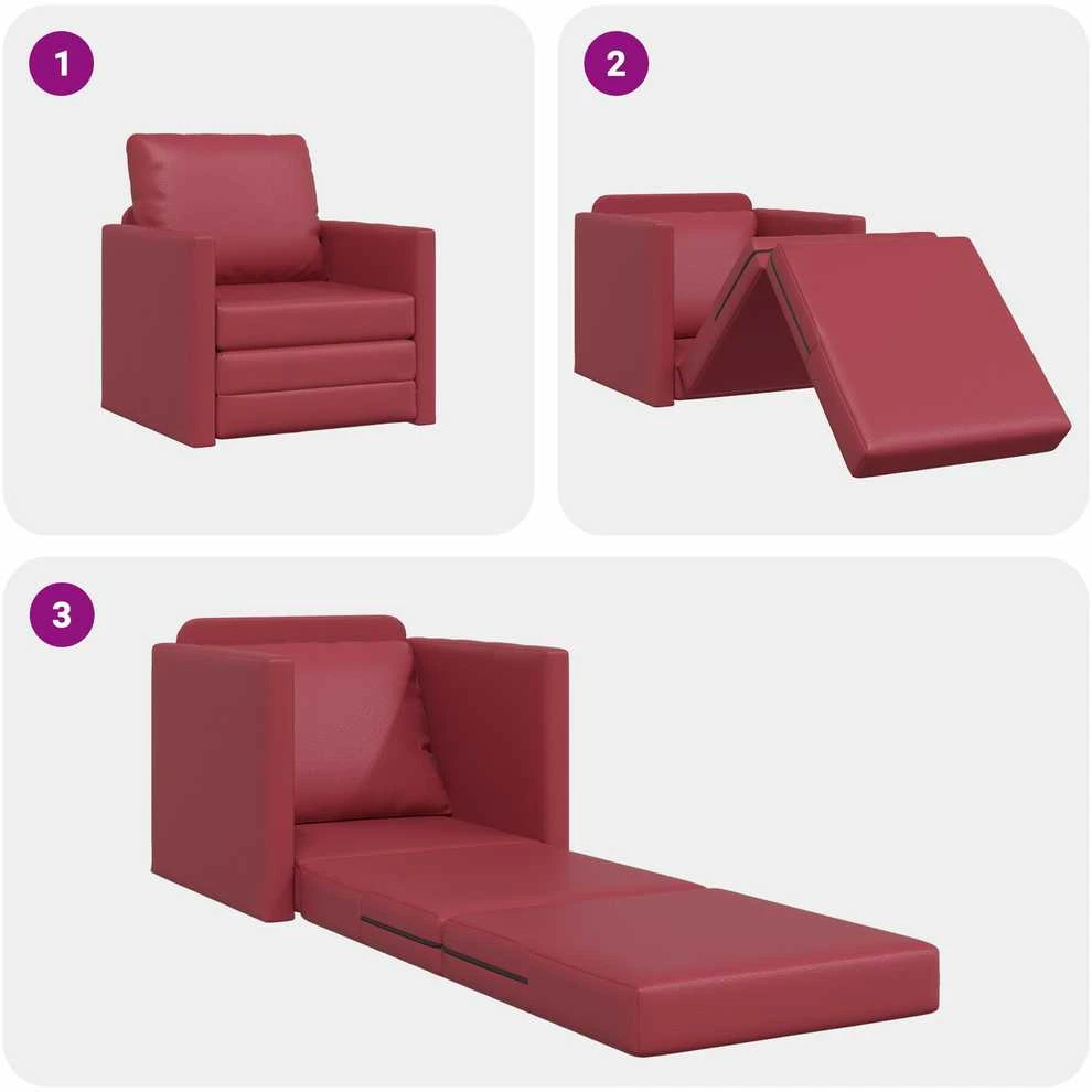 Sofa lova 60cm Vyno raudona Dirbtinė Oda