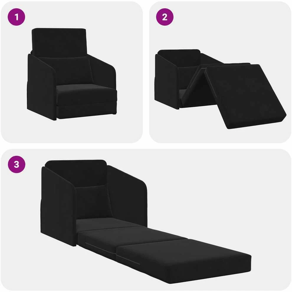 Sofa lova Juoda 65 x 80 x 83 cm Aksomas