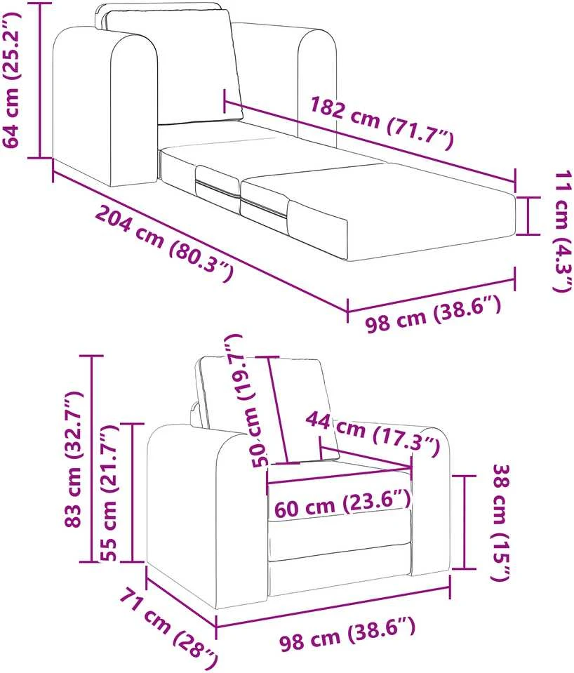 Sofa lova Mėlyna 98 x 71 x 83 cm Aksomas