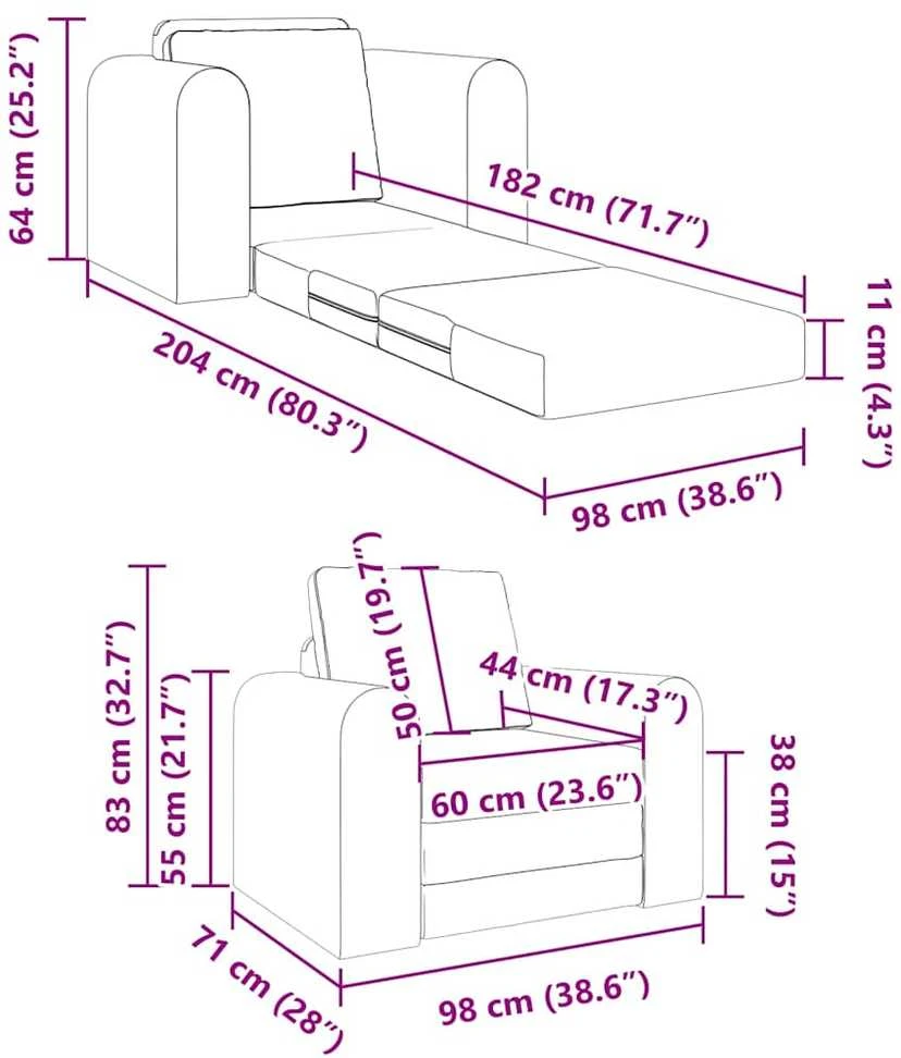 Sofa lova Tamsiai pilka 98 x 71 x 83 cm Aksomas
