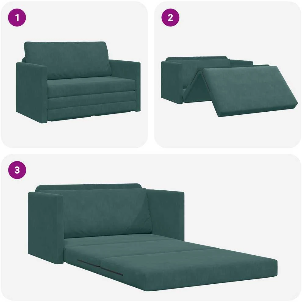 Sofa lova Tamsiai žalia 124 x 71 x 78 cm Aksomas
