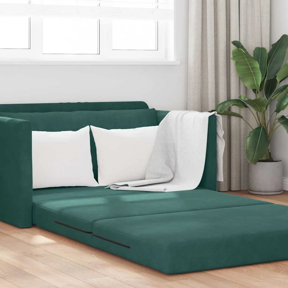 Sofa lova Tamsiai žalia 124 x 71 x 78 cm Aksomas