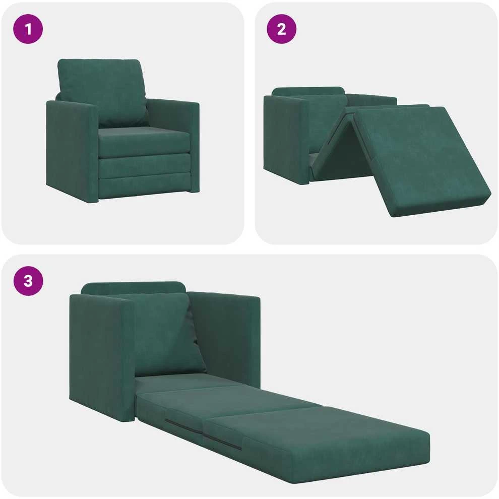 Sofa lova Tamsiai žalia 74 x 77 x 81 cm Aksomas