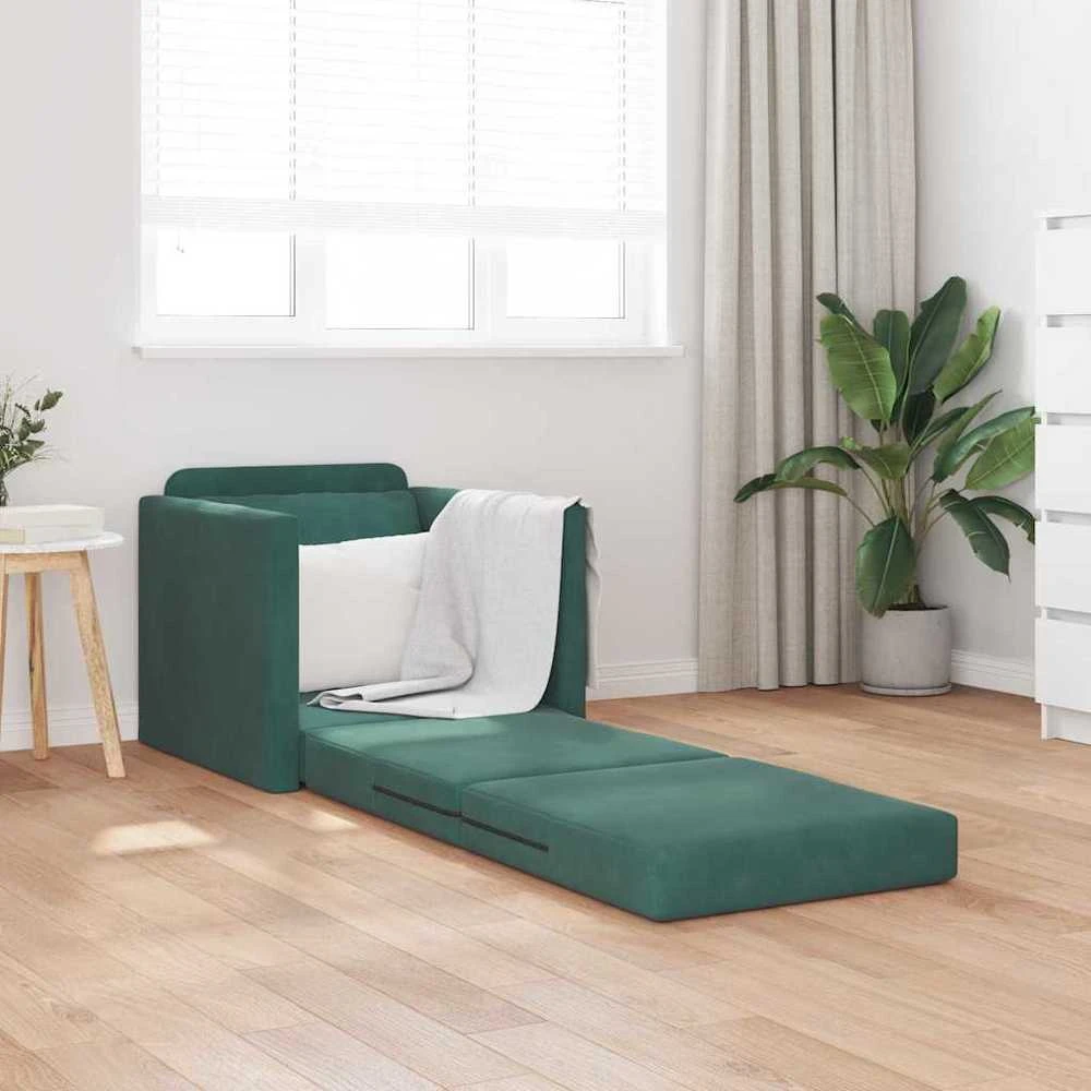 Sofa lova Tamsiai žalia 74 x 77 x 81 cm Aksomas