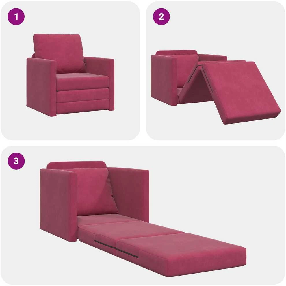 Sofa lova Vyno raudona 74 x 77 x 81 cm Aksomas