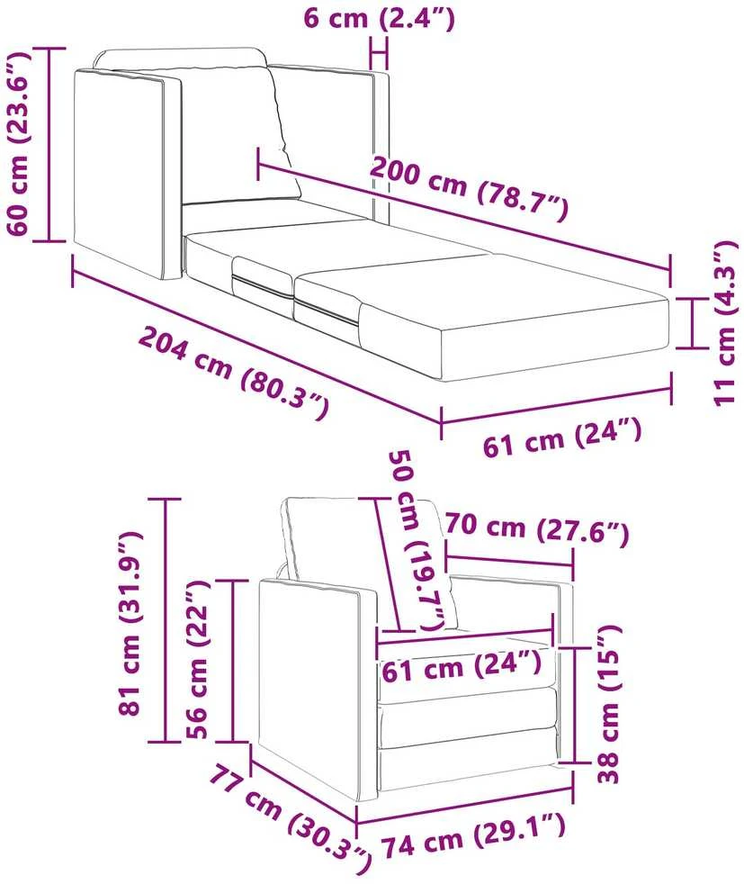 Sofa lova Vyno raudona 74 x 77 x 81 cm Aksomas