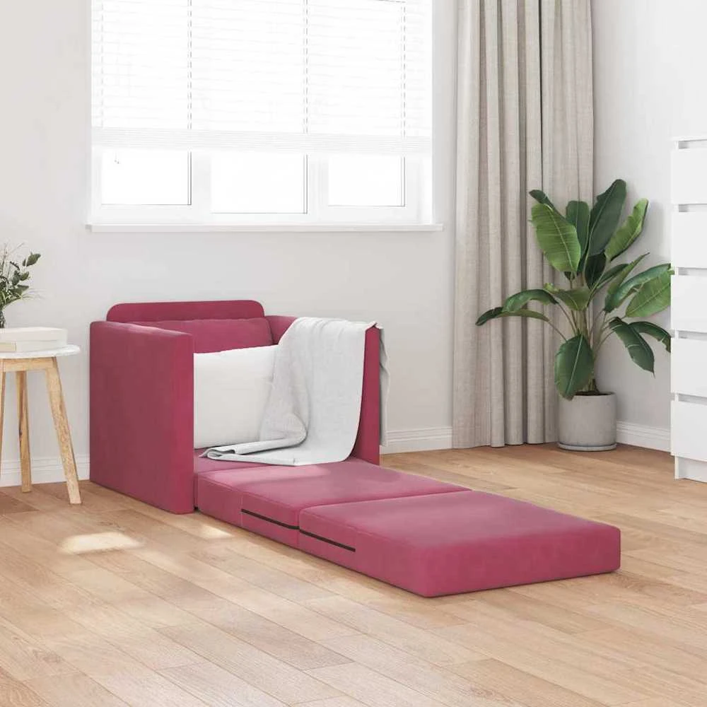 Sofa lova Vyno raudona 74 x 77 x 81 cm Aksomas