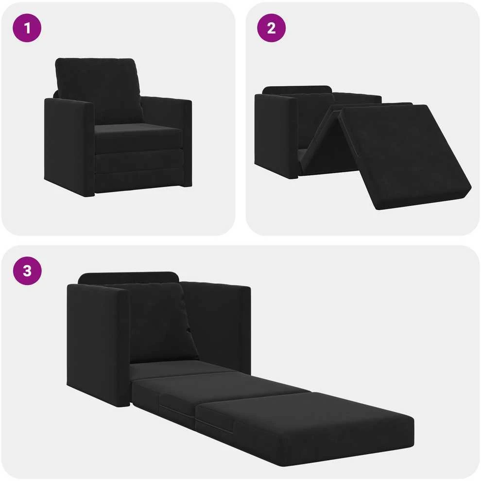 Sofa lova Juoda 74 x 77 x 81 cm Aksomas