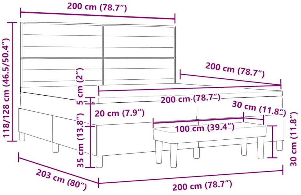 Kiemas lova su čiužiniu Mėlyna 200 x 200 cm audinys