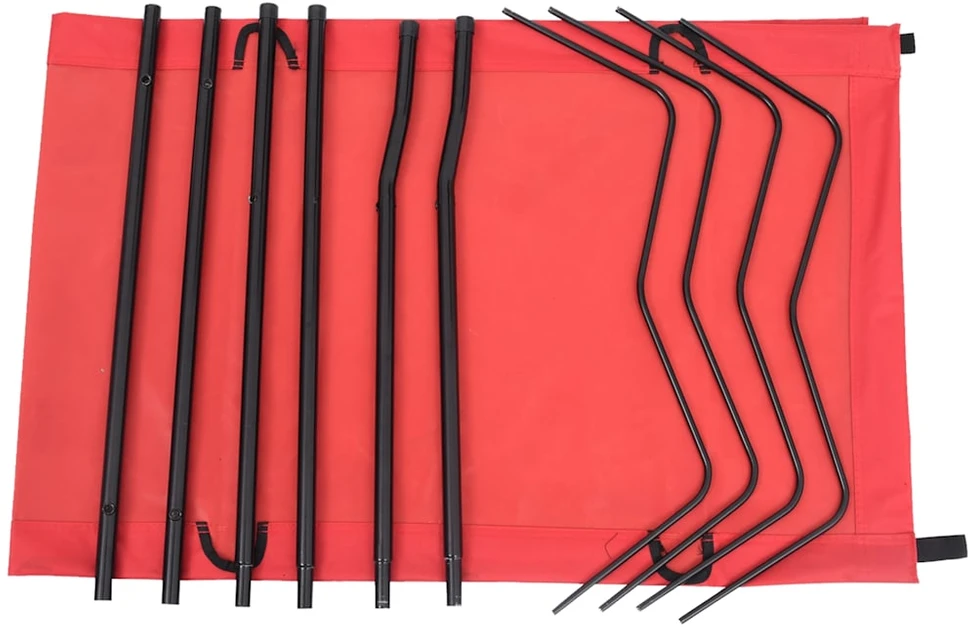 Gultai, 2vnt., raudoni, 180x60x19cm, audinys ir plienas