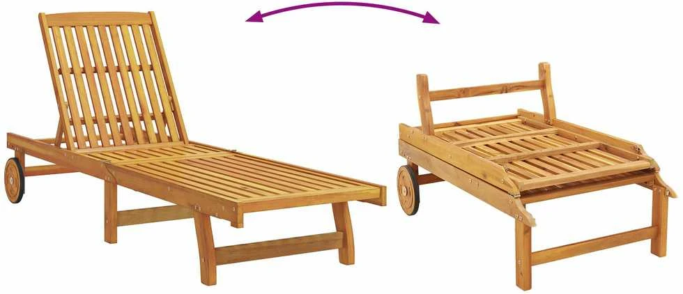 Saulės gultas Ruda 199 x 63 x 85 cm Kietos akacijos mediena