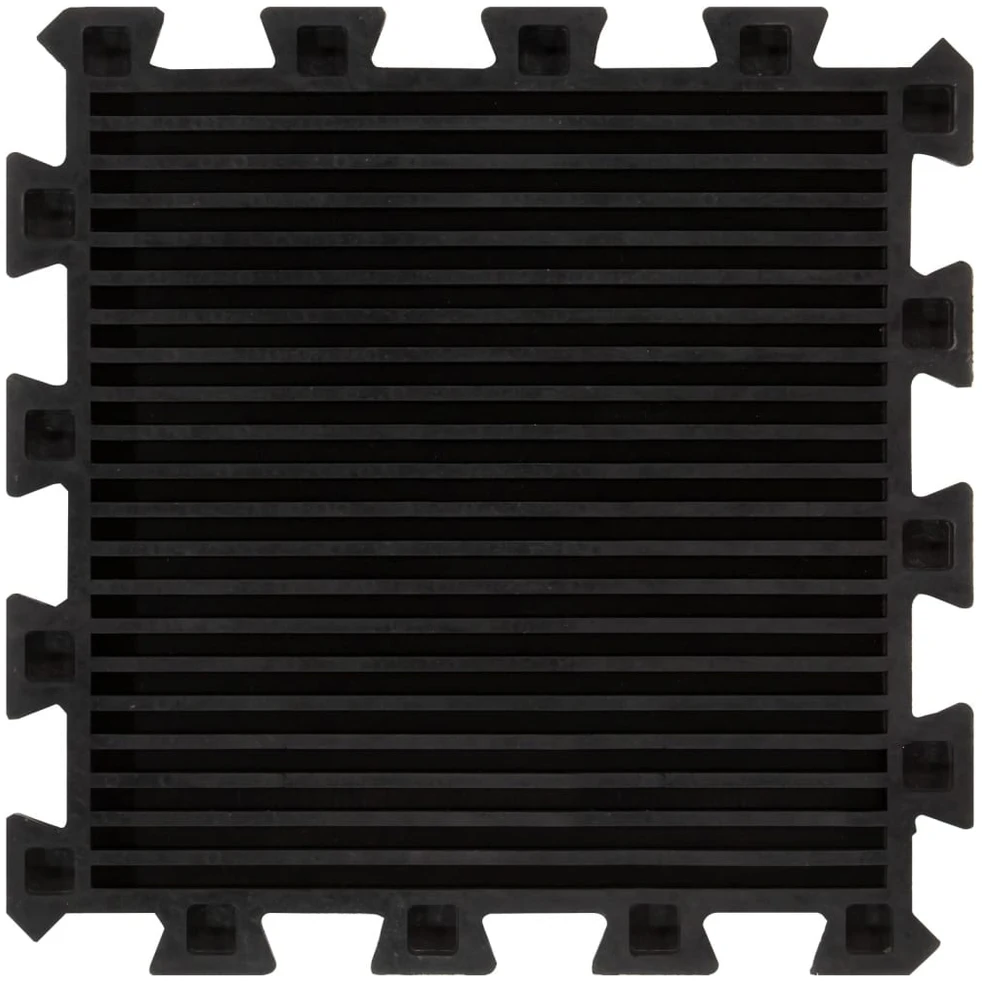 Guminės grindų plytelės, 9vnt., juodos, 30x30cm, 16mm