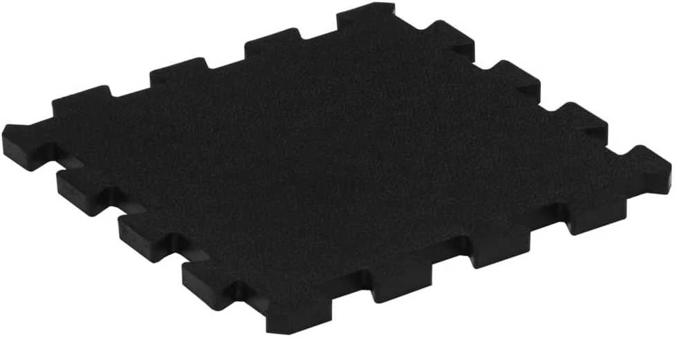 Guminės grindų plytelės, 9vnt., juodos, 30x30cm, 16mm