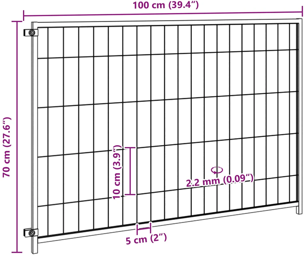 Gyvūnų narvas be durų Juoda 300 x 100 x 70 cm Plienas